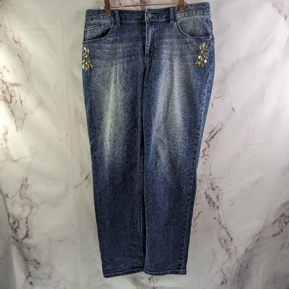 Embellished Rhinestone Blue Jeans for Women. Chicos!